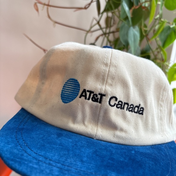 Vintage At&T Canada Dad hat trucker hat embroided telecoms blue white strapback - Picture 3 of 8